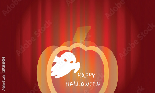 Happy Halloween Pumpkin Greeting Card with Warm Autumn Glow and Vertical Stripes