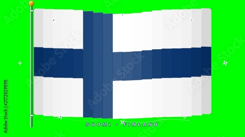 Waving national flag animation on green screen background