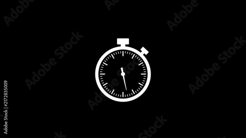 Animated Stopwatch Icon with Moving Hand Isolated on Transparent Background. Simple Timer and Countdown Symbol Motion Graphic with Alpha Channel for App, Website, Sport and Interface Design.