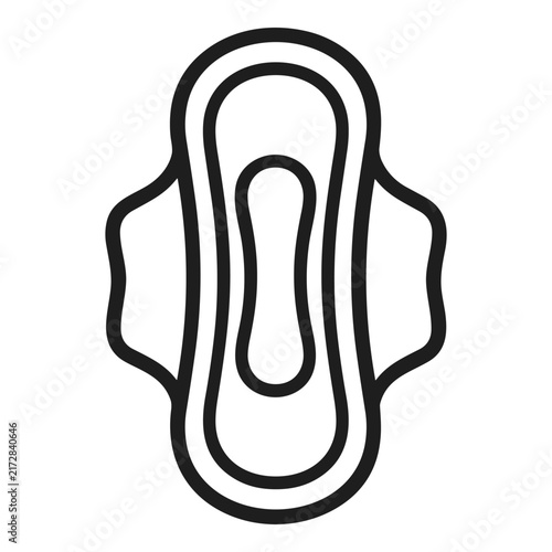 Minimalist line icon of a sanitary pad with wings