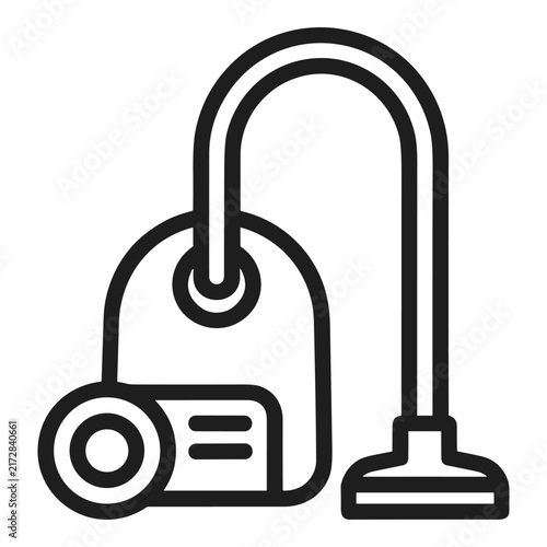 Vector line icon of a vacuum cleaner with hose and nozzle