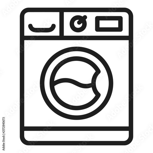 Vector line icon of a frontloading washing machine