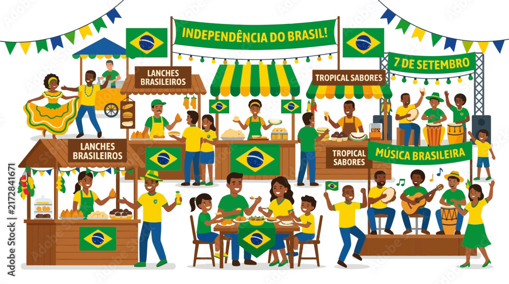 Fototapeta premium Brazilian Independence Day Celebration: Food, Music, and Festivities