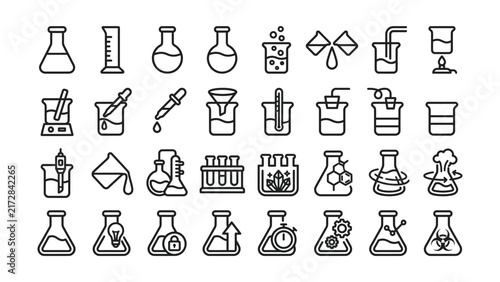 фотографія line icons of laboratory equipment and science tools