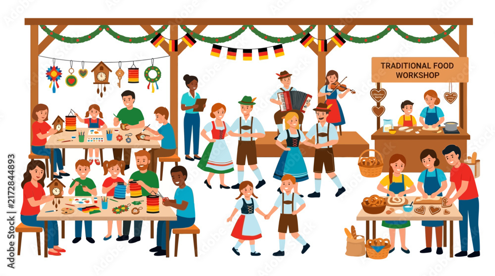 Fototapeta premium Oktoberfest Family Festival: Crafts, Music, and Traditional Food Workshops