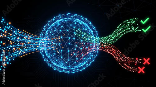 Data filtering network sphere processing digital information into results