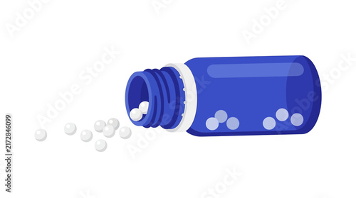 Cuadro en lienzo Cobalt Blue Vial Spilling Homeopathic Globules