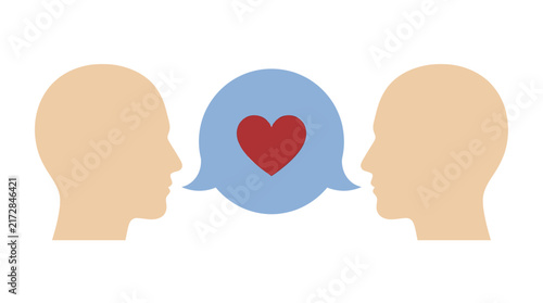 Communication Therapy Beige Heads with Blue Speech Bubble