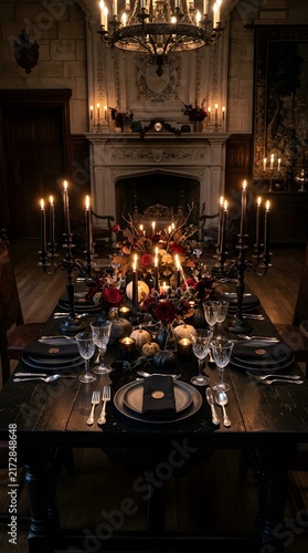 Elegant Gothic Halloween Dinner Table