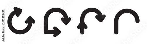 Curved black turning arrow icons depicting rotation and redirection steps in flowcharts and diagrams.