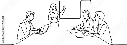 Business Meeting Presentation One Line Drawing