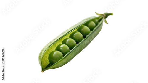 Foto Open green pea pod with sweet round seeds isolated on transparent background