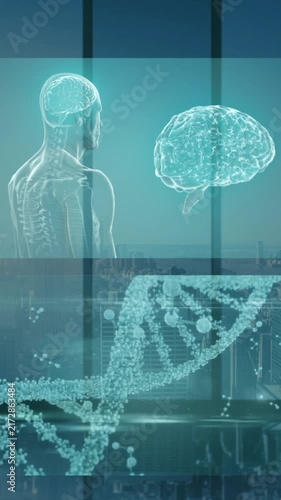 Animation of medical data processing with dna and screens
