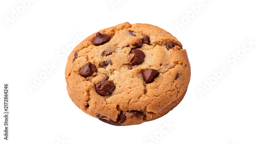 Fotografie Delicious round chocolate chip cookie baked sweet treat isolated on transparent