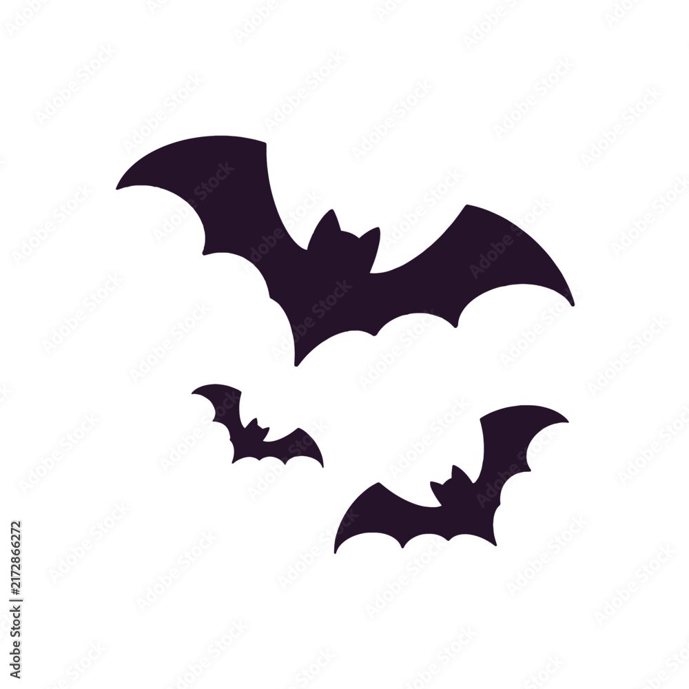 Fototapeta premium Halloween Bat Group Flying Silhouette Illustration