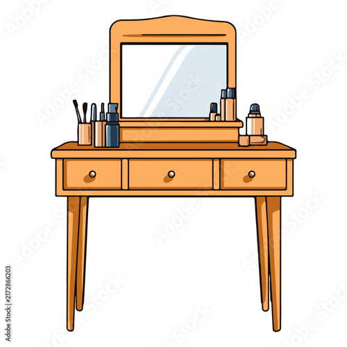dressing table, household items, decorations, furniture, vector graphics, transparent background, table, interior, home, room, object
