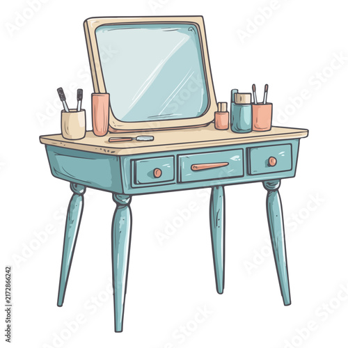 dressing table, household items, decorations, furniture, vector graphics, transparent background, table, interior, home, room, object