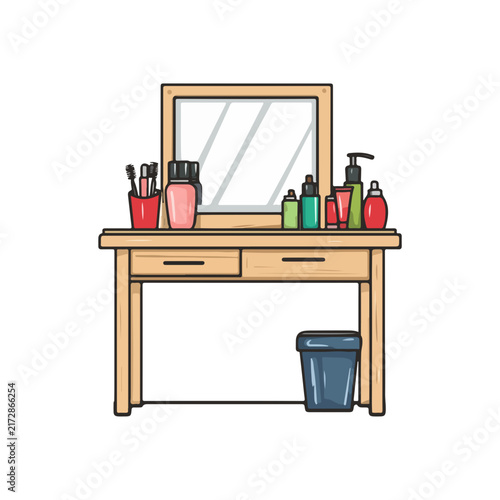 dressing table, household items, decorations, furniture, vector graphics, transparent background, table, interior, home, room, object