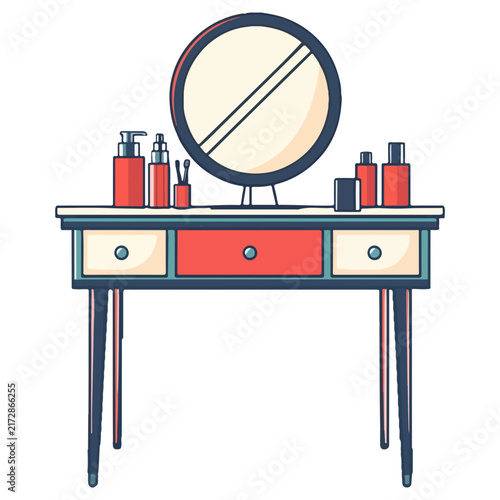 dressing table, household items, decorations, furniture, vector graphics, transparent background, table, interior, home, room, object