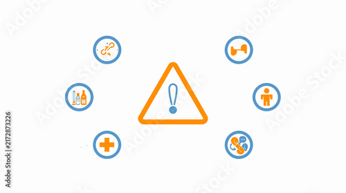 A set of flat design medical and laboratory icons including a microscope, test tubes, and a cross symbol, isolated on a white background for healthcare branding.