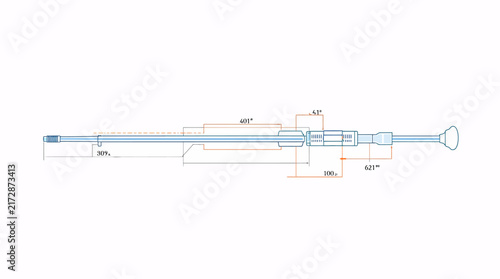 A precise technical vector illustration of a mechanical component with dimension lines, suitable for engineering manuals and industrial design presentations.
