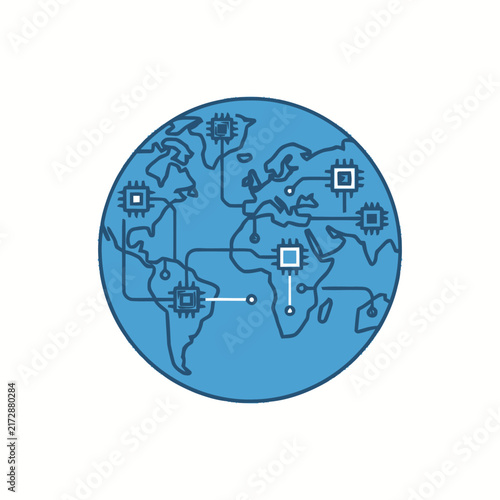 Global Network Connections on Earth Illustration.