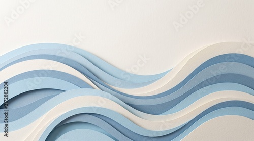 Konstfotografi Layered paper cut waves creating a flowing abstract background