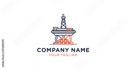 Minimalist oil rig logo design with company name and tagline.