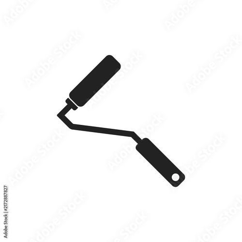 Isolated illustration of a paint roller silhouette for construction and carpentry tools icons.