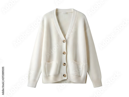 Light beige knitted cardigan sweater
