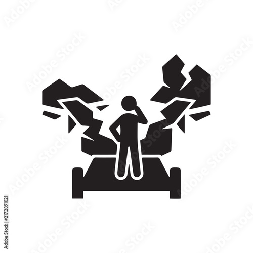 person thinking icon representing a broken wall or shattered barrier