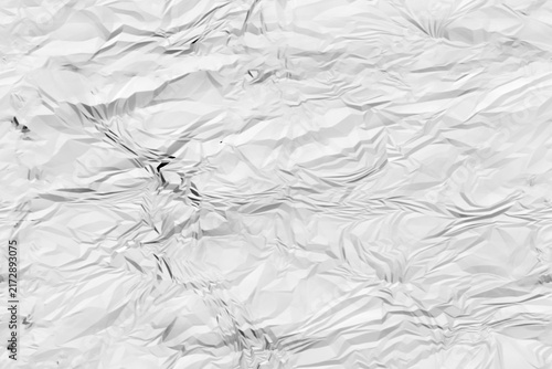Texture di carta stropicciata bianca con pieghe e ombre naturali. Immagine materica e astratta, ideale per sfondi, design creativo, pattern contemporanei e progetti grafici.