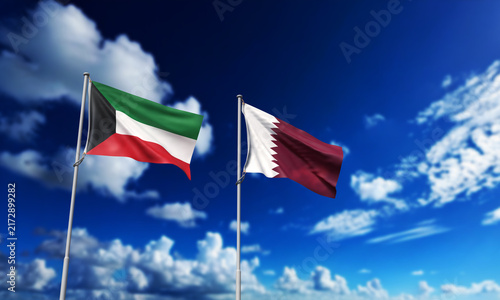 kuwait qatar flag country national blue sky background wallpaper copy space crude oil price barrel iran iranian us usa united state america kuwait qatar country middle east diesel gasoline fuel oil