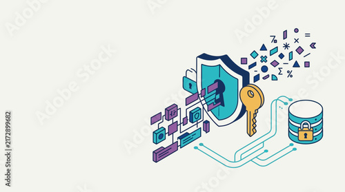 Modern illustration of secure data storage and encryption technology.