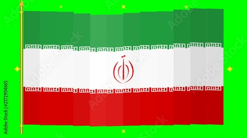 Animated national flag waving against bright green background