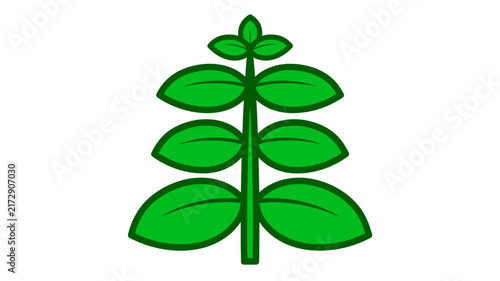 Green plant sprout icon with symmetrical leaves representing growth and nature