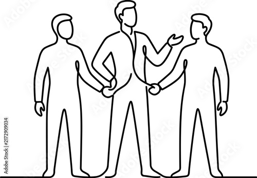Business Team Meeting Line Art Collaboration and Discussion