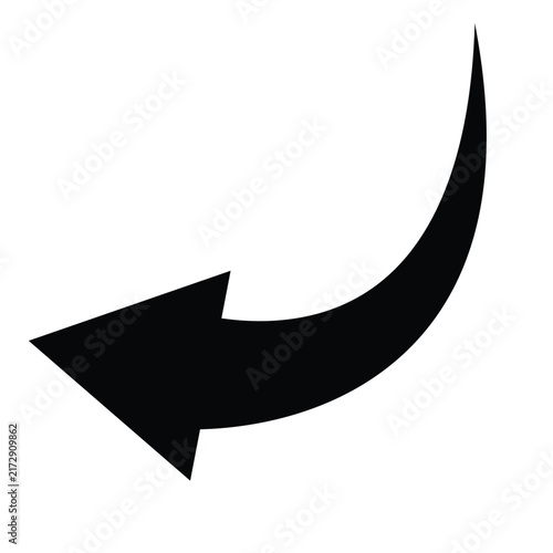 Curved left arrow upward sweep smooth reverse direction vector