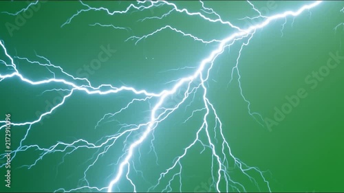 Realistic Electric Lightning Strike Effects On A Solid Green Screen Background