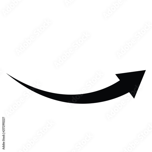 Wide curved right arrow smooth horizontal flow direction vector