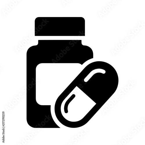 Medicine bottle with capsule pill icon representing healthcare and pharmacy medical icon medication medicine pharmaceutical