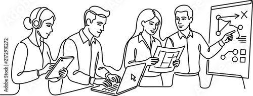 Business Team Meeting Strategy Planning with Whiteboard and Technology
