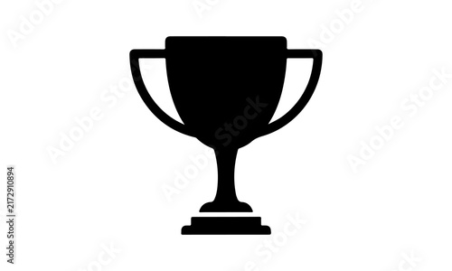 Foto Minimalist black silhouette of a champion trophy cup isolated on a white backgro