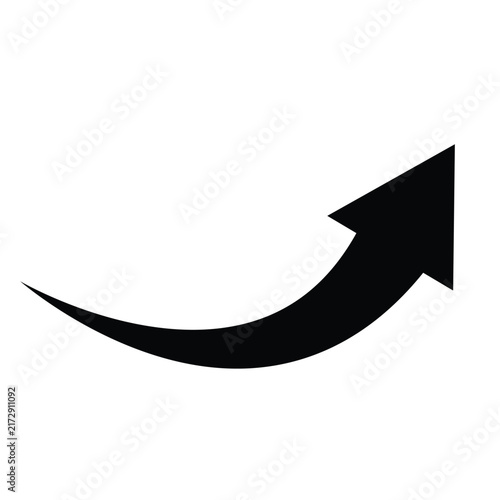 Long curved right arrow smooth forward direction vector