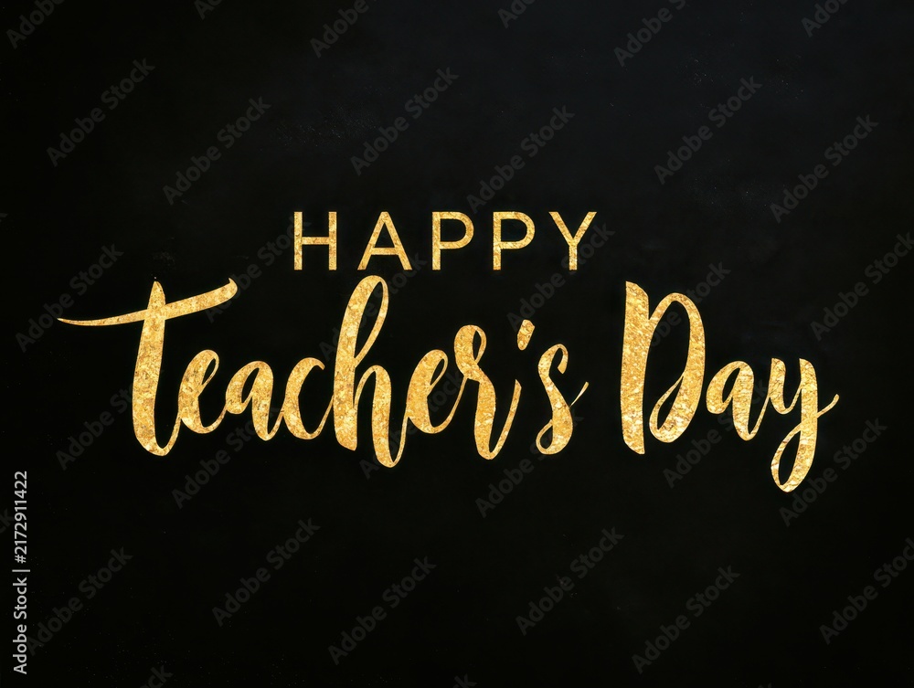 Obraz premium Happy teacher's day cursive neon text on dark background