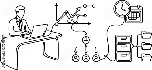 Business workflow automation and data management with charts and organization