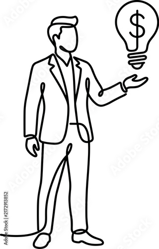Businessman Holding Light Bulb with Dollar Sign Concept of Business Idea Innovation
