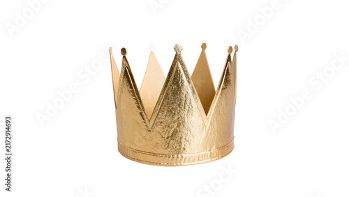 Golden royal crown party decoration accessory prop isolated on transparent background