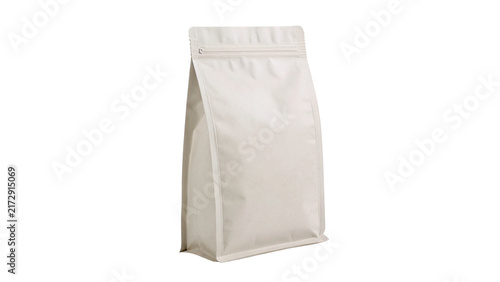 White paper craft packaging bag for coffee or food isolated on transparent background