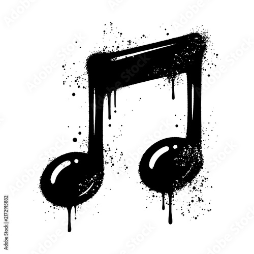 Graffiti Spray Paint Musical Note Icon Vector Stencil Street Art Audio Concept
